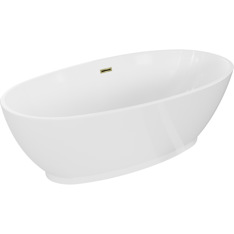 Mexen Bilbao baignoire autoportante 180 x 90 cm, blanche, trop-plein doré - 51311809000-50