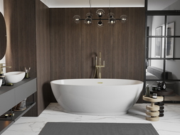 Mexen Bilbao ελεύθερη μπανιέρα 180 x 90 cm, λευκή, χρυσό υπερχείλιση - 51311809000-50