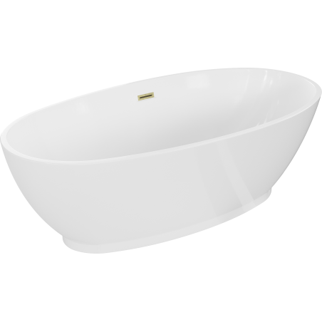 Baignoire Mexen Bilbao autoportante 180 x 90 cm, blanche, trop-plein en or brossé - 51311809000-55