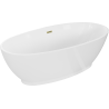 Mexen Bilbao freistehende Badewanne 180 x 90 cm, weiß, Überlauf gebürstetes Gold - 51311809000-55