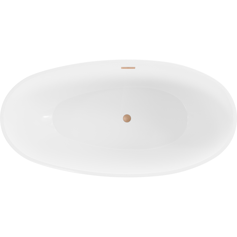 Mexen Bilbao vapaasti seisova kylpyamme 180 x 90 cm, valkoinen, harjattu kupari ylivuoto - 51311809000-65