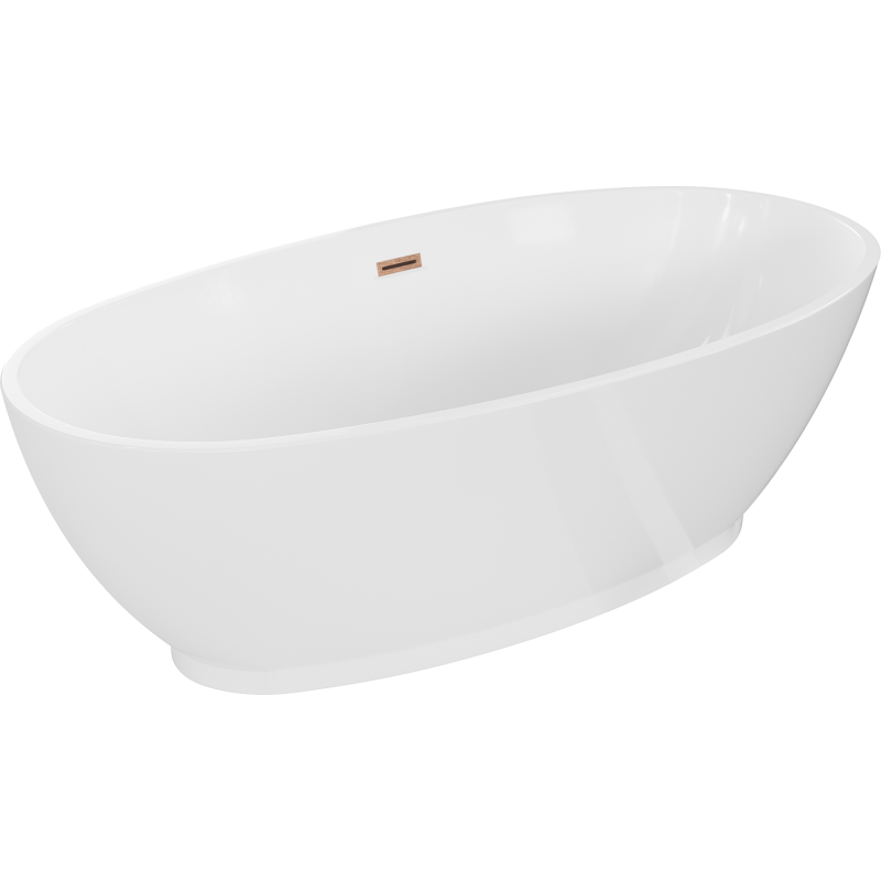 Mexen Bilbao freestanding bathtub 180 x 90 cm, white, brushed copper overflow - 51311809000-65