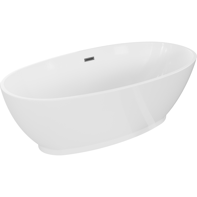 Mexen Bilbao vapaasti seisova kylpyamme 180 x 90 cm, valkoinen, gun gray harjattu ylivuoto - 51311809000-66