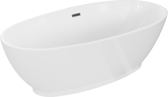 Mexen Bilbao freistehende Badewanne 180 x 90 cm, weiß, ablauf in gun gray gebürstet - 51311809000-66