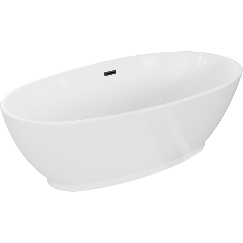Mexen Bilbao freistehende Badewanne 180 x 90 cm, weiß, schwarzer Überlauf - 51311809000-70