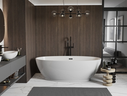 Mexen Bilbao bañera exenta 180 x 90 cm, blanca, rebosadero negro - 51311809000-70