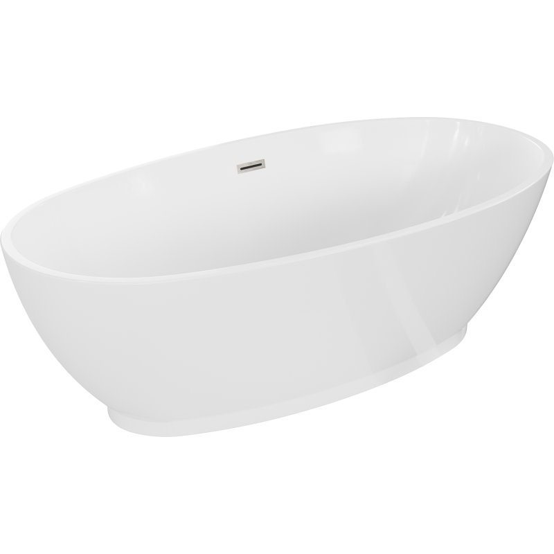 Mexen Bilbao Freestanding Bath 180 x 90 cm, White, Brushed Nickel Overflow - 51311809000-97