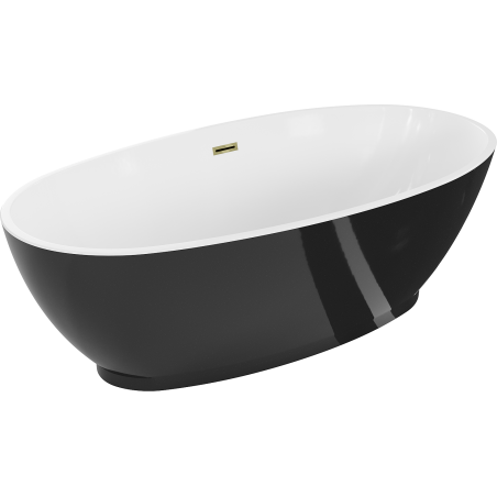 Mexen Bilbao baignoire autoportante 180 x 90 cm, blanc/noir, trop-plein doré - 51311809075-50