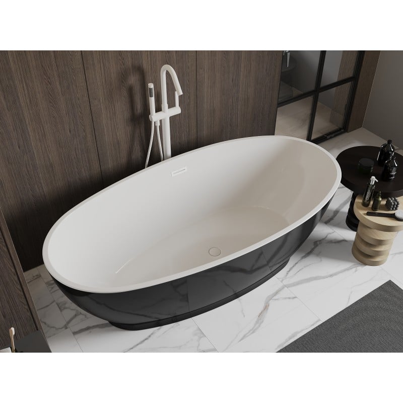 Mexen Bilbao freestanding bath 180 x 90 cm, white/black, white overflow - 51311809075-20