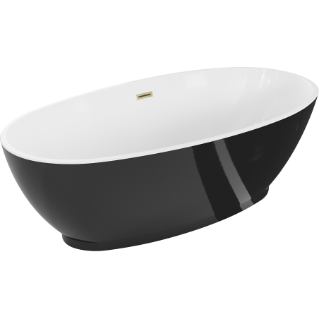 Mexen Bilbao freestanding bath 180 x 90 cm, white/black, gold brushed overflow - 51311809075-55