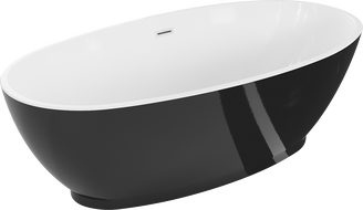 Mexen Bilbao bañera independiente 180 x 90 cm, blanco/negro, desbordamiento blanco - 51311809075-20