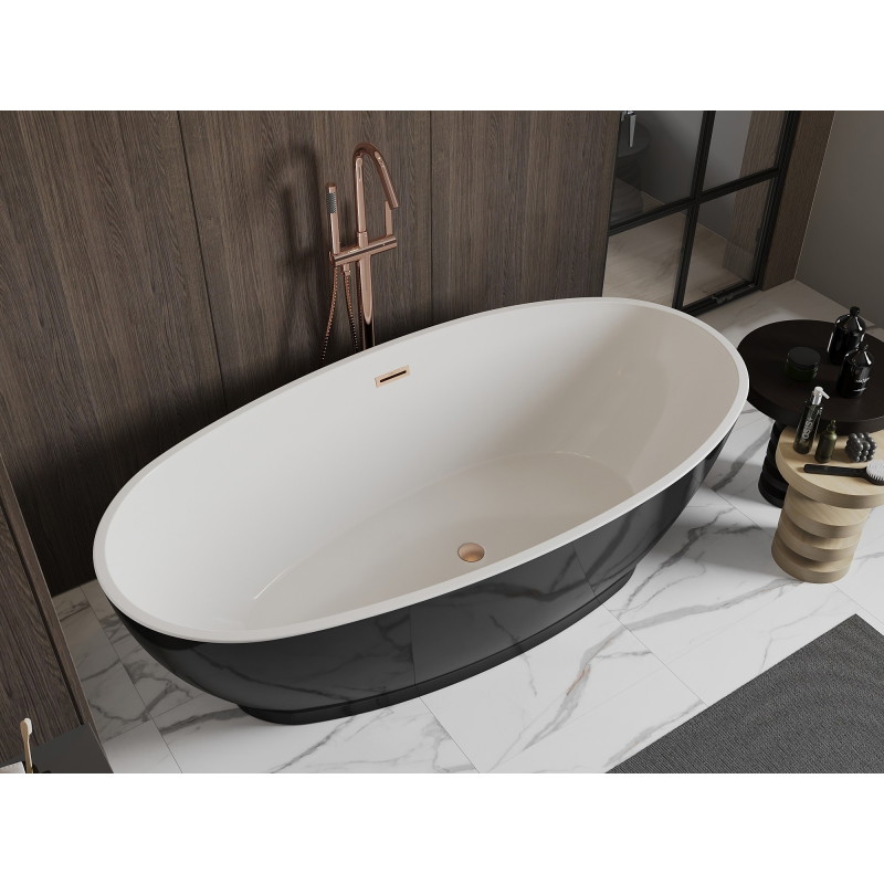 Mexen Bilbao samostojeća kada 180 x 90 cm, bijela/crna, preljev četkana bronca - 51311809075-65