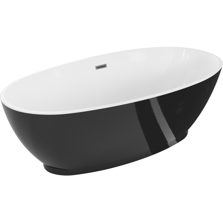 Mexen Bilbao vrijstaande badkuip 180 x 90 cm, wit/zwart, overloop gun metal - 51311809075-95