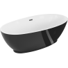 Mexen Bilbao freistehende Badewanne 180 x 90 cm, weiß/schwarz, Abfluss gun gray gebürstet - 51311809075-66