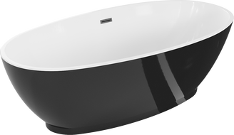Mexen Bilbao vapaasti seisova kylpyamme 180 x 90 cm, valkoinen/musta, gun grey harjattu ylivuoto - 51311809075-66
