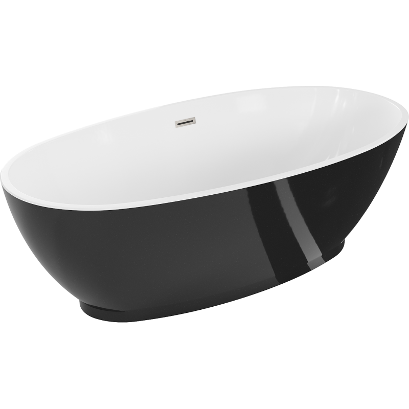 Mexen Bilbao vapaasti seisova kylpyamme 180 x 90 cm, valkoinen/musta, harjattu nikkeliläpivienti - 51311809075-97