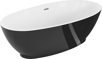 Mexen Bilbao brīvi stāvoša vanna 180 x 90 cm, balta/melna, nikla pārplūdes birste - 51311809075-97