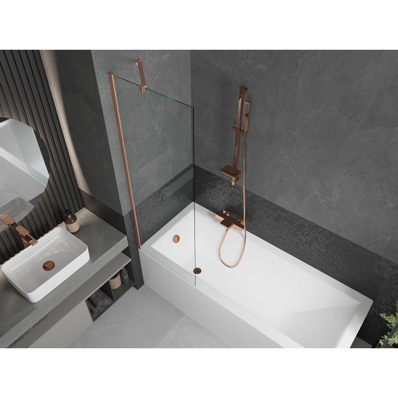 Mexen Next 1-wing bath screen 60 x 150 cm, transparent, brushed copper - 895-060-000-00-00-65