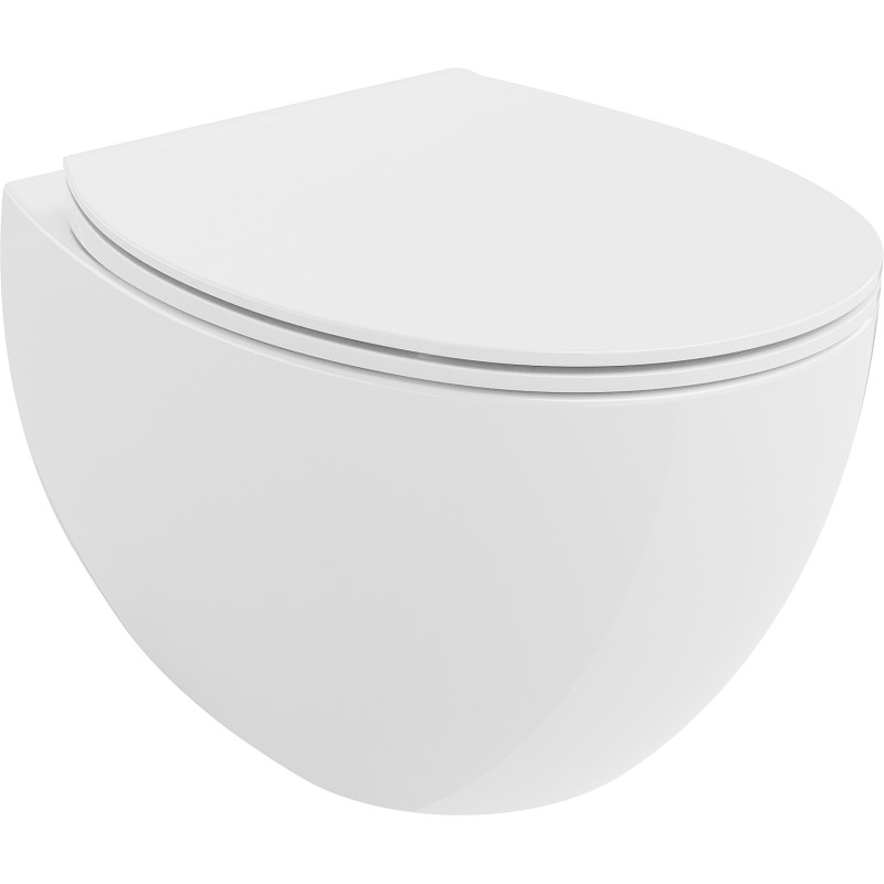 Mexen Egg Rimless toilet bowl with slim, soft-close duroplast seat, high gloss white - 30245000