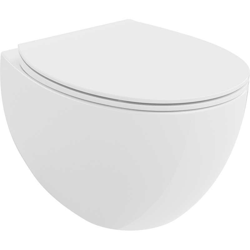 Mexen Egg WC-kulho Rimless hidastuvalla slim-kannella, duroplast, kiiltävä valkoinen - 30245000