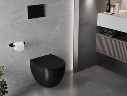 Mexen Egg wc-kom visc Rimless met zitting slow-close slim, duroplast, zwarte mat - 30245070