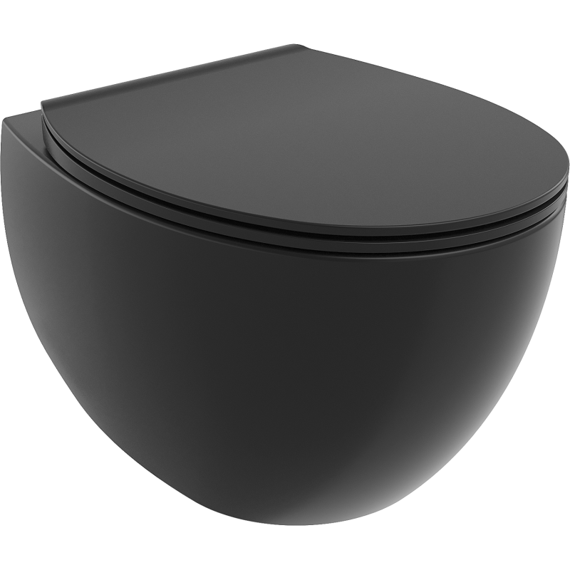 Mexen Egg WC rimless con coprisedile slim a chiusura rallentata, duroplast, nero opaco - 30245070