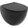 Mexen Egg wc-pott Rimless, aeglaselt sulguva slim-kaanega, duroplast, must matt - 30245070