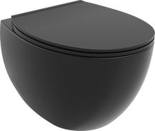 Mexen Egg WC školjka Rimless s tankim sjedalom na sporo spuštanje, duroplast, crna mat - 30245070
