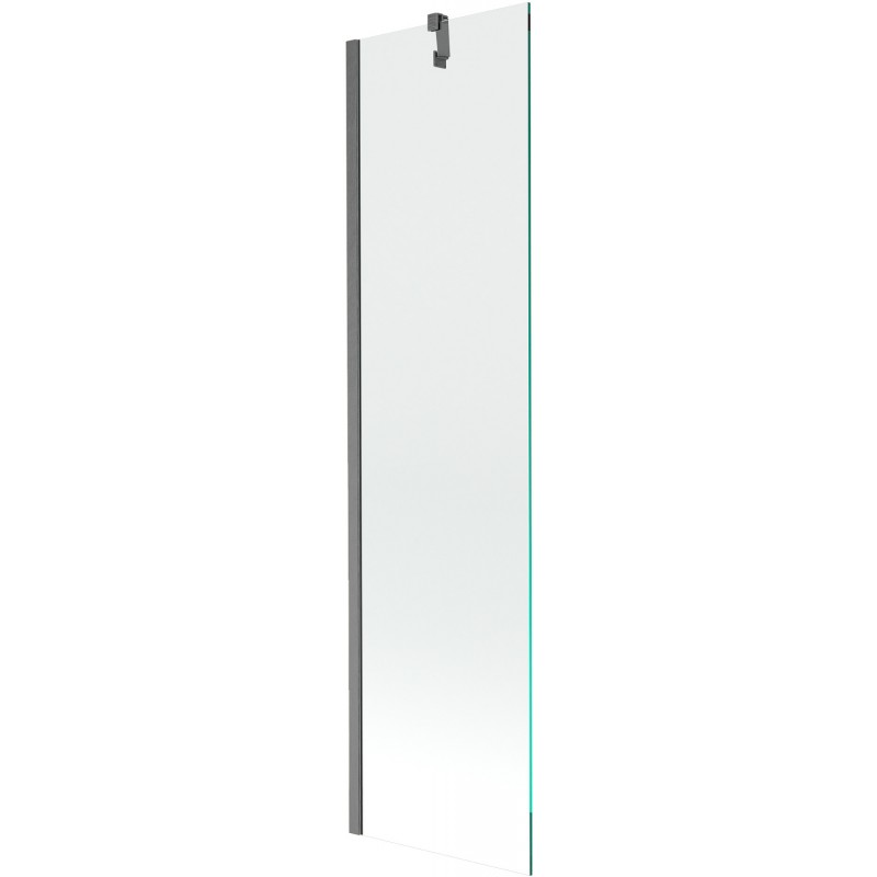 Mexen Next divisória de banheira de 1 folha 50 x 150 cm, transparente, cinza metalizado escovado - 895-050-000-00-00-66