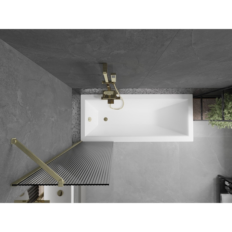 Mexen Next 1-krilni paravan za kadu 50 x 150 cm, pruge, brušeni zlatni - 895-050-000-00-09-55