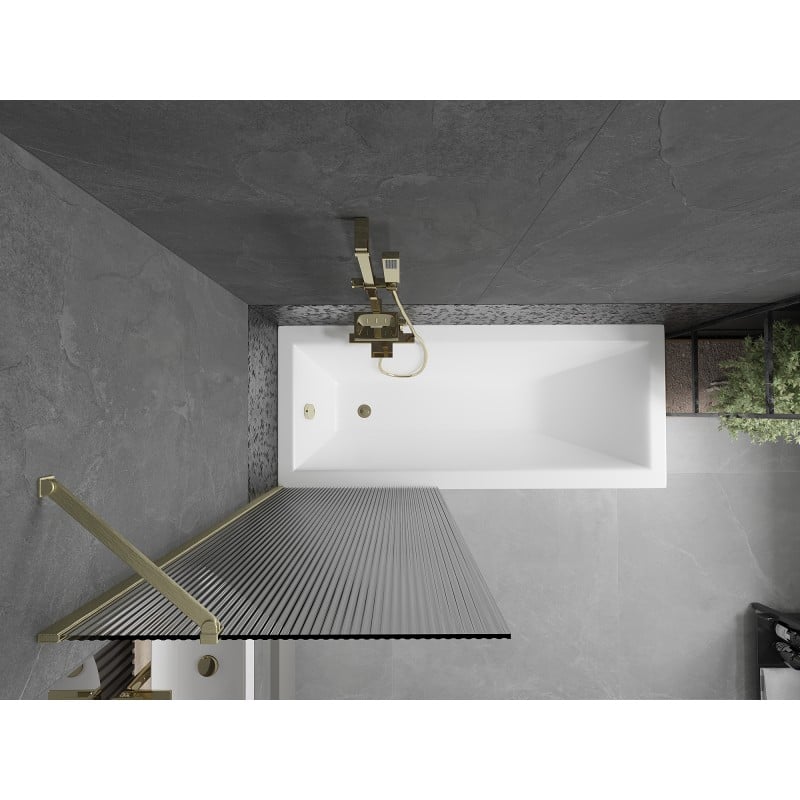 Mexen Next en-faldig duschvägg 70 x 150 cm, ränder, borstad guld - 895-070-000-00-09-55