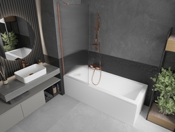 Mexen Next Bathtub Screen 1-Panel 70 x 150 cm, Stripes, Brushed Copper - 895-070-000-00-09-65