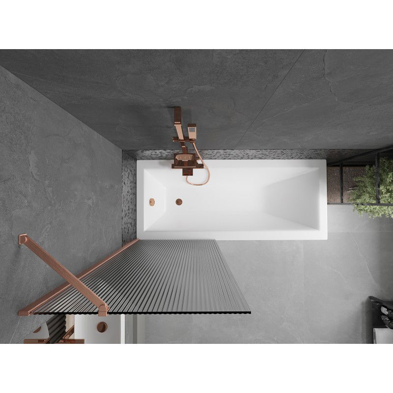 Mexen Next badwand met één deur 70 x 150 cm, strepen, geborsteld koper - 895-070-000-00-09-65