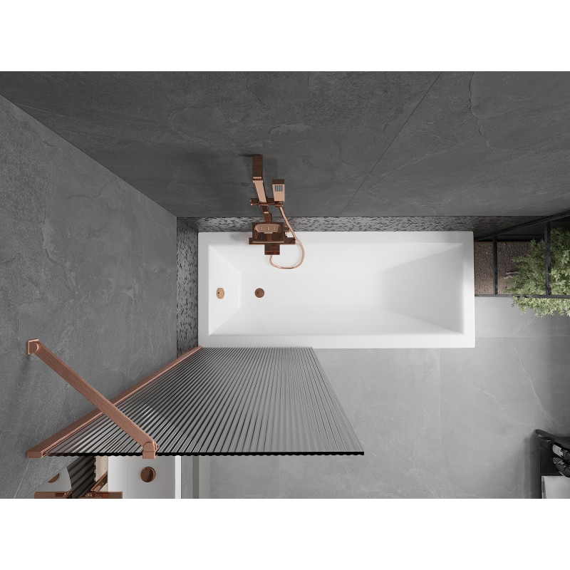 Mexen Next jednokrilni pregradni zid za kadu 70 x 150 cm, pruge, brušeni bakar - 895-070-000-00-09-65