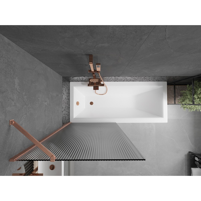 Mexen Next jednokrilni tuš paravan 80 x 150 cm, pruge, brušena bakar - 895-080-000-00-09-65
