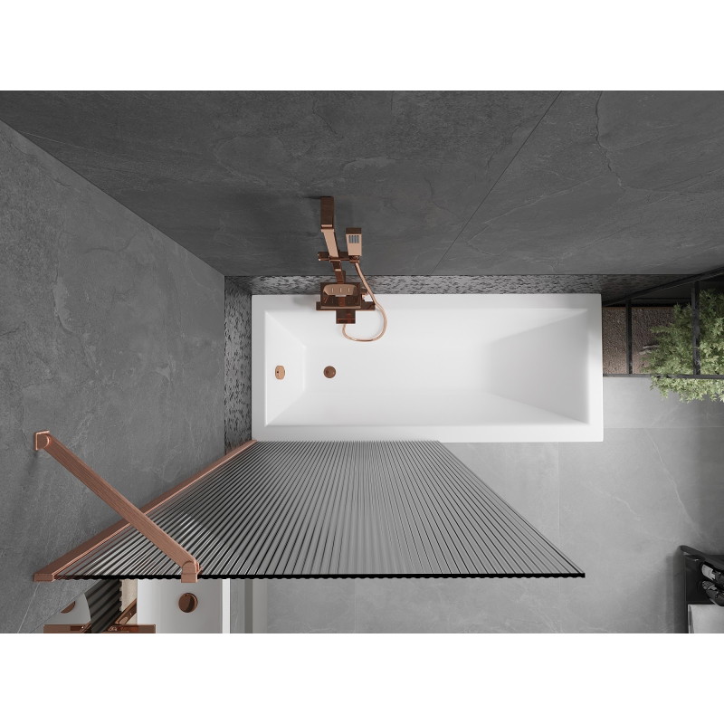 Mexen Next paravan za kadu s jednim krilom 90 x 150 cm, prugice, brušeni bakar - 895-090-000-00-09-65