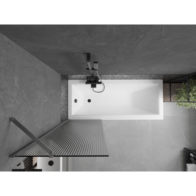 Mexen Next 1-dörrs duschvägg 60 x 150 cm, ränder, borstad gun grey - 895-060-000-00-09-66