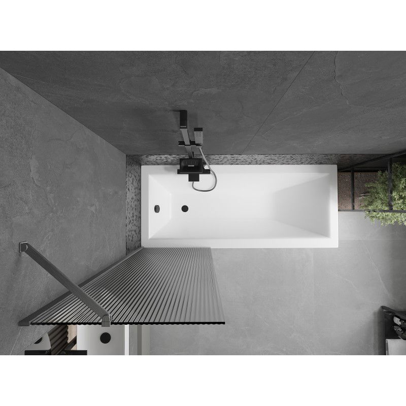 Mexen Next écran de baignoire à 1 vantail 60 x 150 cm, strié, gris canon brossé - 895-060-000-00-09-66