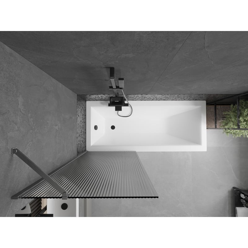 Mexen Next yksiovinen kylpyammeen suojaseinä 70 x 150 cm, raidallinen, gun gray harjattu - 895-070-000-00-09-66