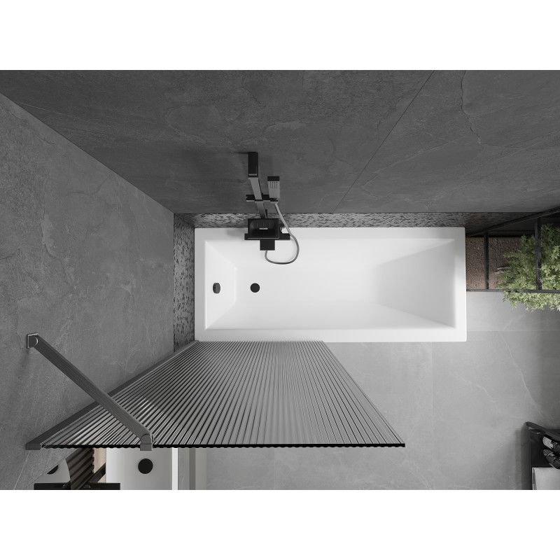 Mexen Next paroi de baignoire 1 volet 80 x 150 cm, rayures, gris canon brossé - 895-080-000-00-09-66