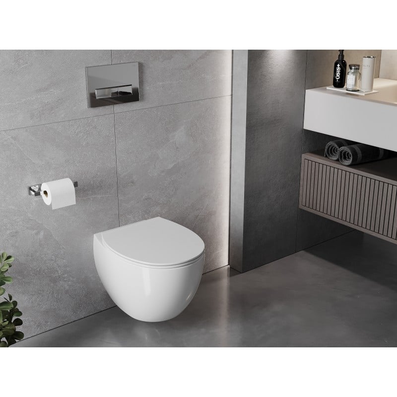 Mexen Egg miska wc Rimless z deską wolnoopadającą slim, duroplast, biała połysk - 30245000
