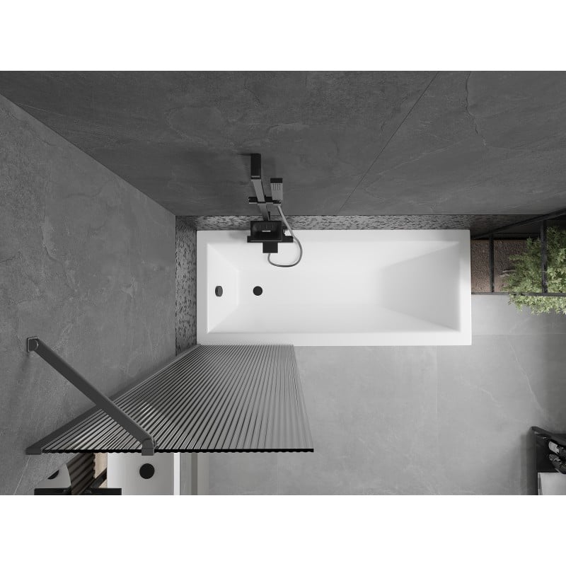 Mexen Next divisória de banho 1-folha 60 x 150 cm, riscas, metal canhão - 895-060-000-00-09-95