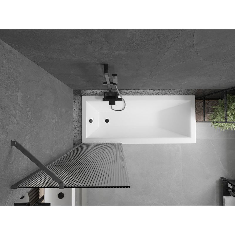 Mexen Next panel de bañera abatible 1 ala 60 x 150 cm, rayas, gun metal - 895-060-000-00-09-95