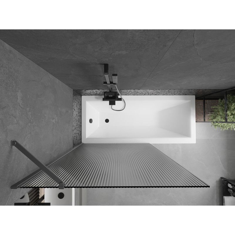 Mexen Next paratia per vasca da bagno a 1 anta 100 x 150 cm, righe, gun metal - 895-100-000-00-09-95