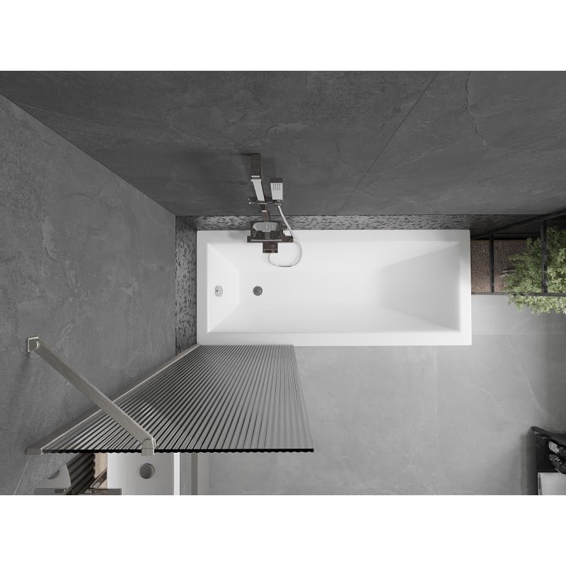 Mexen Next 1-wing bath screen 60 x 150 cm, stripes, brushed nickel - 895-060-000-00-09-97