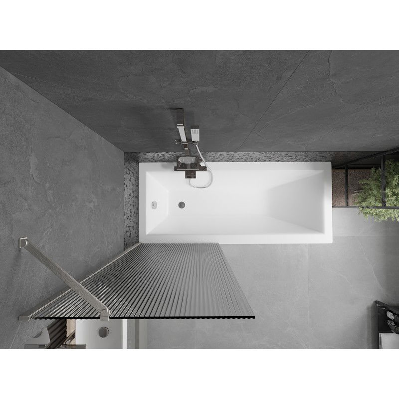 Mexen Next Badewannenabtrennung 1-flügelig 70 x 150 cm, gestreift, gebürstetes Nickel - 895-070-000-00-09-97