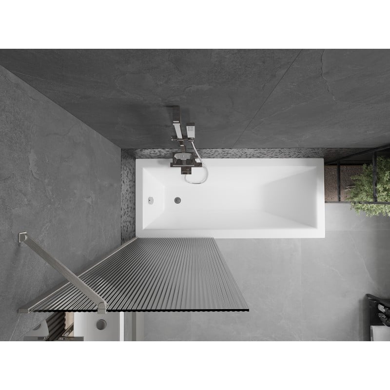 Mexen Next divisória de banho de 1 folha 70 x 150 cm, riscos, níquel escovado - 895-070-000-00-09-97