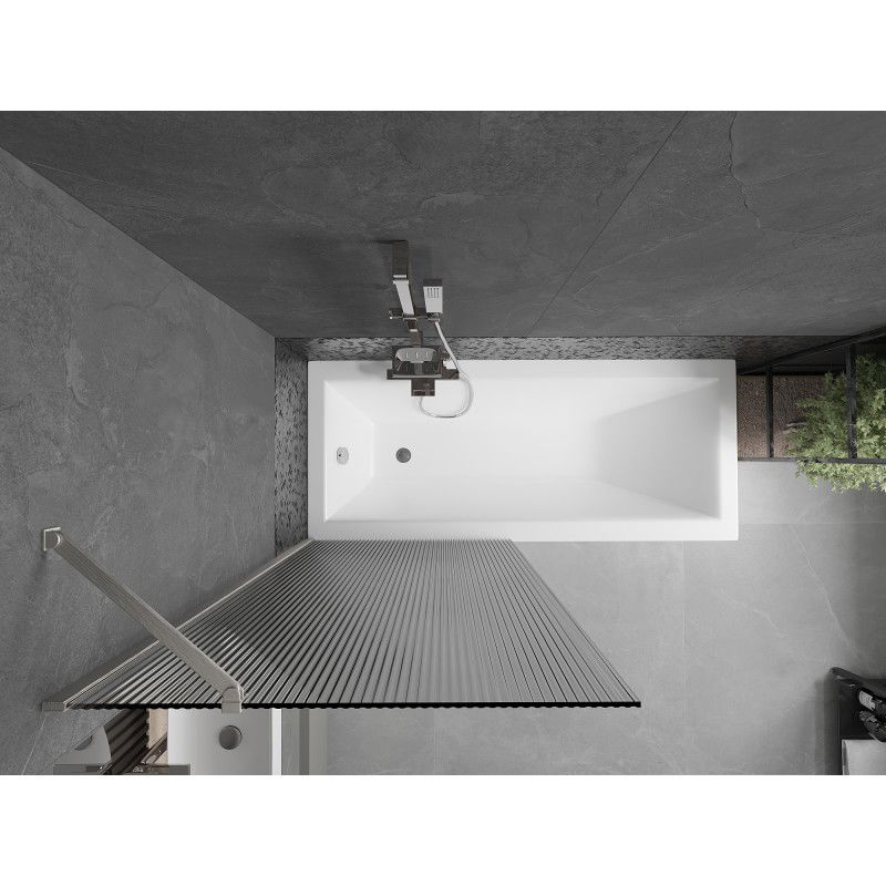 Mexen Next enojno krilno kopalniško pregrado 80 x 150 cm, črte, brušen nikelj - 895-080-000-00-09-97