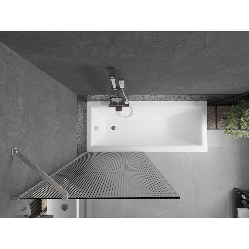 Mexen Next tuširan zaslon s jednim krilom 80 x 150 cm, pruge, brušeni nikal - 895-080-000-00-09-97