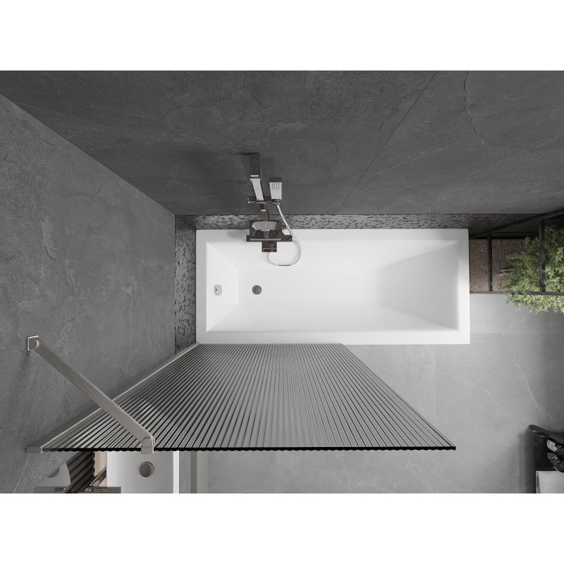 Mexen Next paroi de baignoire à 1 volet 90 x 150 cm, rayures, nickel brossé - 895-090-000-00-09-97